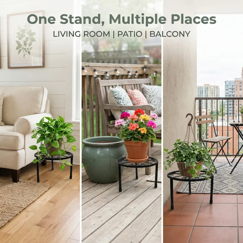 Metal Anti-Rust Multi-Layer Flower Pot Stand for Balcony 1-2 Individual Shelf Indoor Outdoor Green Plant Holder