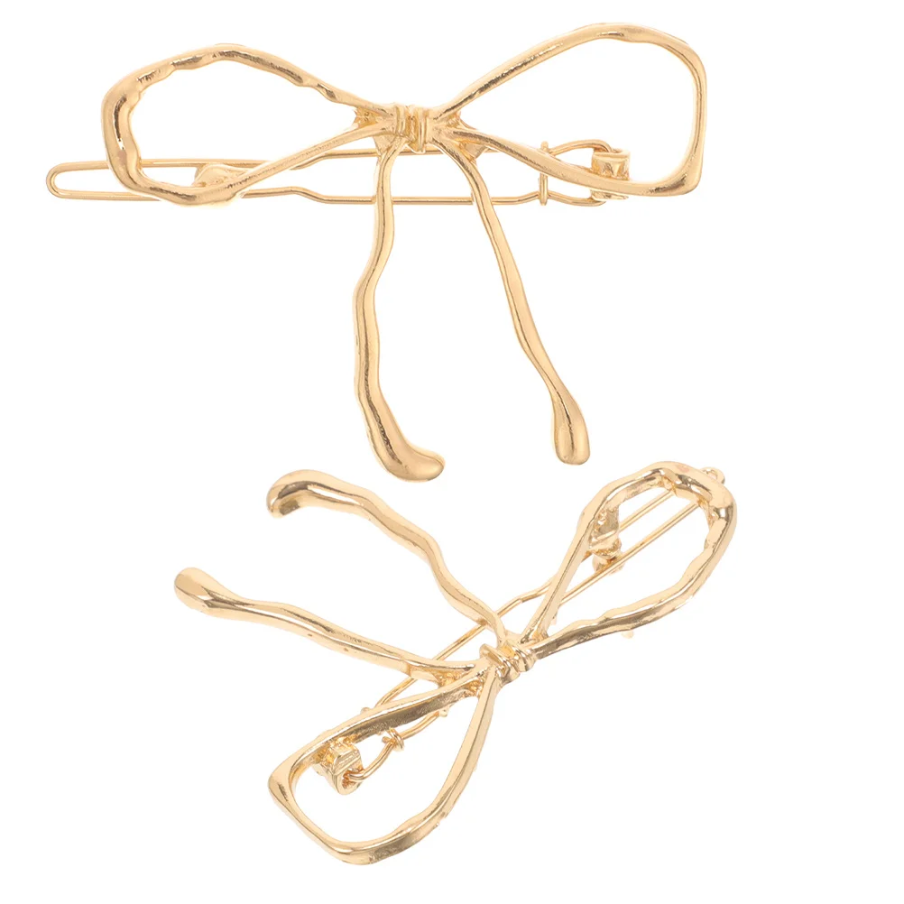

2 Pcs Hairpin Clips Bows for Women Shaped Bowknot Barrette Copper Design Claw Woman