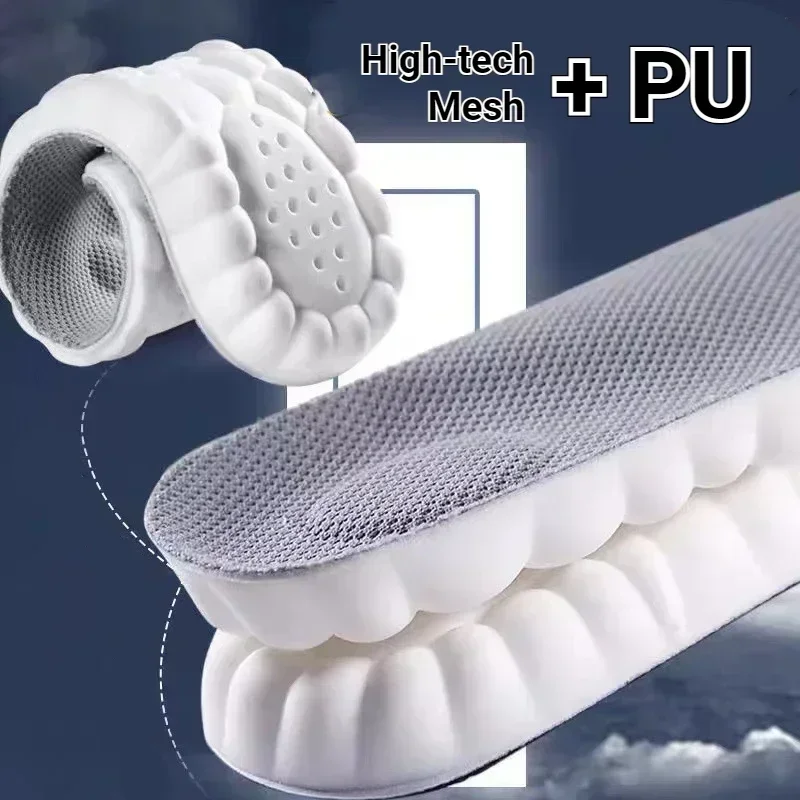 4D Sport Insole Super Soft Shoes Sole Pads for Feet Shock Absorption Baskets Shoe Sole Arch Support Orthopedic Inserts