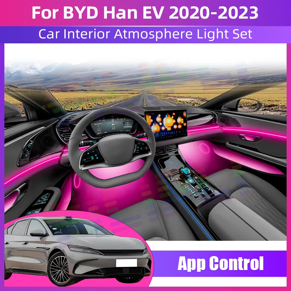 

Car Interior RGB Neon Light LED Strip Center Console Dashboard Ambient Lamp APP Control For BYD Han EV 2020 2021 202 2023