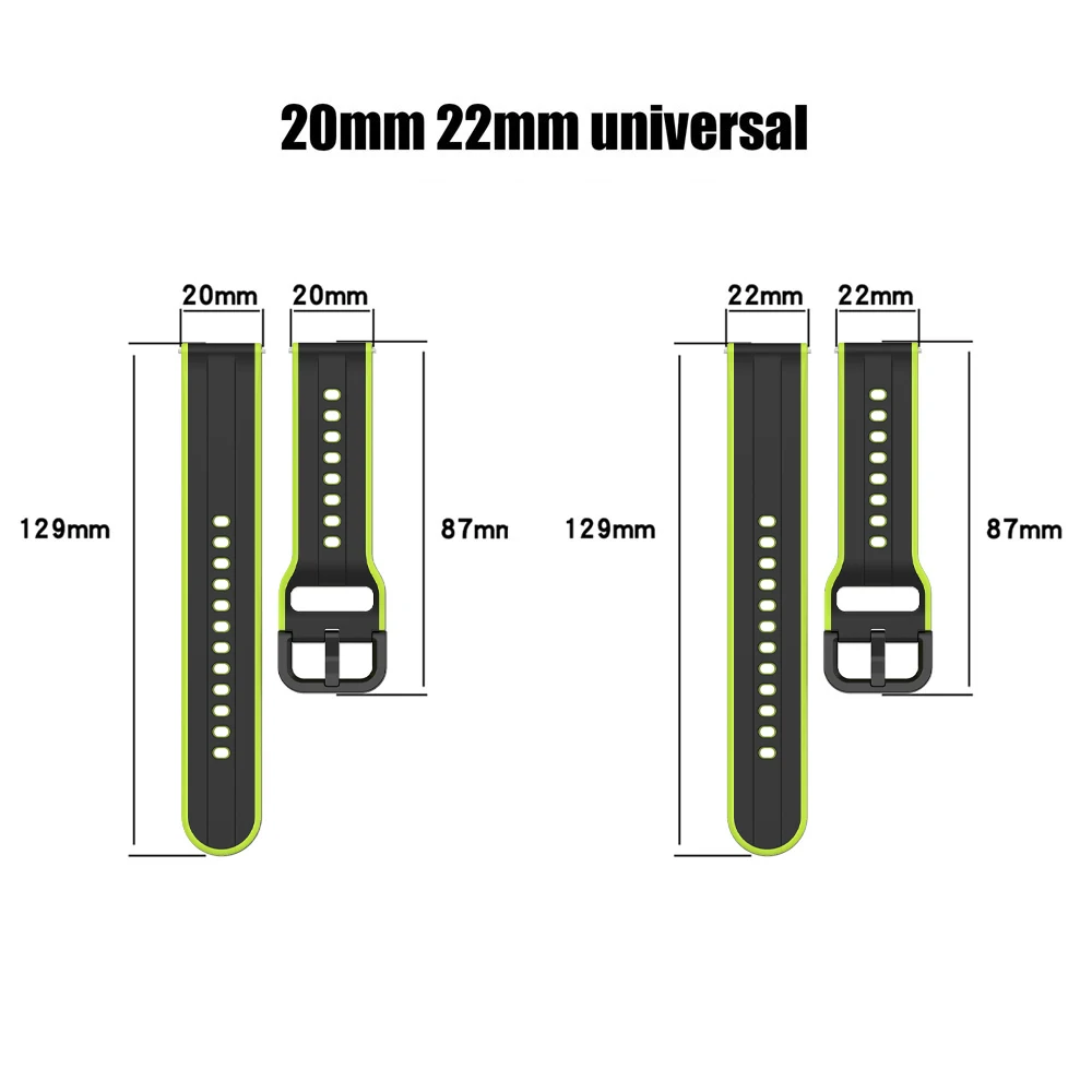 Cinturino sportivo in silicone da 20mm 22mm per Samsung Galaxy Watch 4/6 Classic 7 6 5 4 44mm 40mm 5pro Sostituisci il braccialetto per HUAWEI WATCH5 4