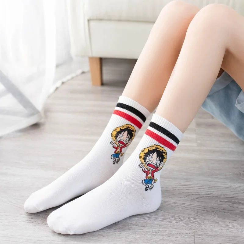 5 stks Anime Een Stuk Sokken Cartoon Luffy Chopper Student Katoen Witte Lange Korte Boot Sokken Gedrukt Gebreide Sokken Kinderen Gift