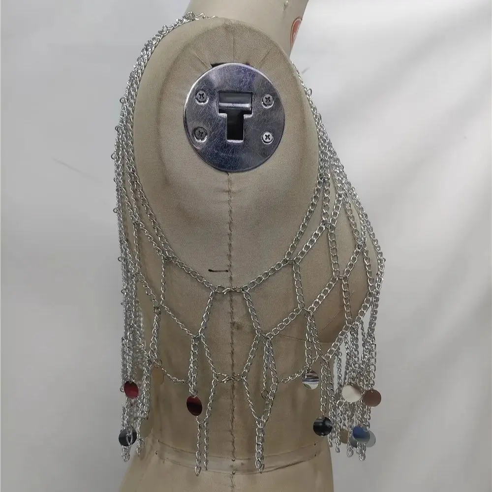 Cyberpunk – gilet en maille à maillons de chaîne, nouveau Design de chaîne de corps avant, haut de chaîne de corps Sexy européen et américain