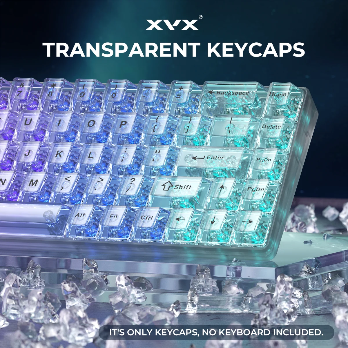 XVX Transparent Keycaps 124 Keys Clear Keycap Set PC Materia Cherry Profile Key Cap Set Purple/White/Black