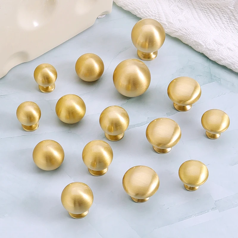 Brass Round Ball Furniture Handles Drawer Knobs Cabinet Gloden Wardrobe Door Pulls  Modern Minimalist Bathroom cabinet