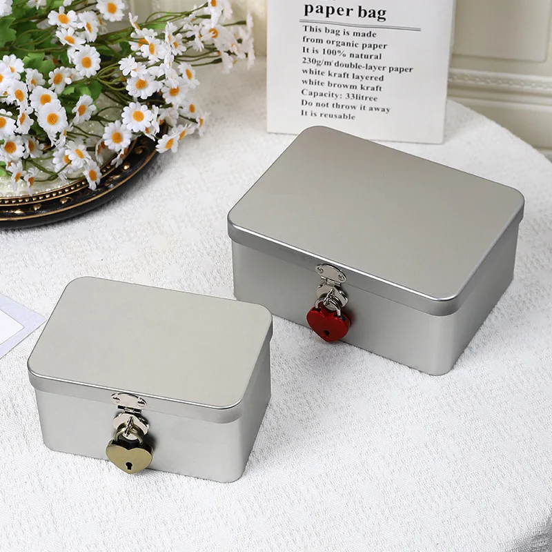Lockable wrought iron storage box multifunctional jewelry coin organizer decorative home iron case