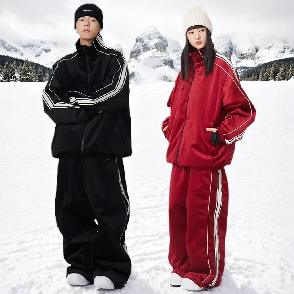 New 2025 Couple Skiing Suit Man Winter Windproof Snowboard Tracksuit Snow Warm Clothes Women Ski Outdoor Sport Jacket Pants Set