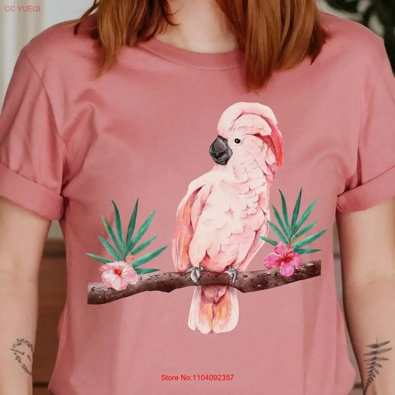 Camiseta rosa de cacatúa, loro del zoológico, amante de los aves tropicales, observador de Cacatua Galah, mamá, Top lavado vintage para uso diario
