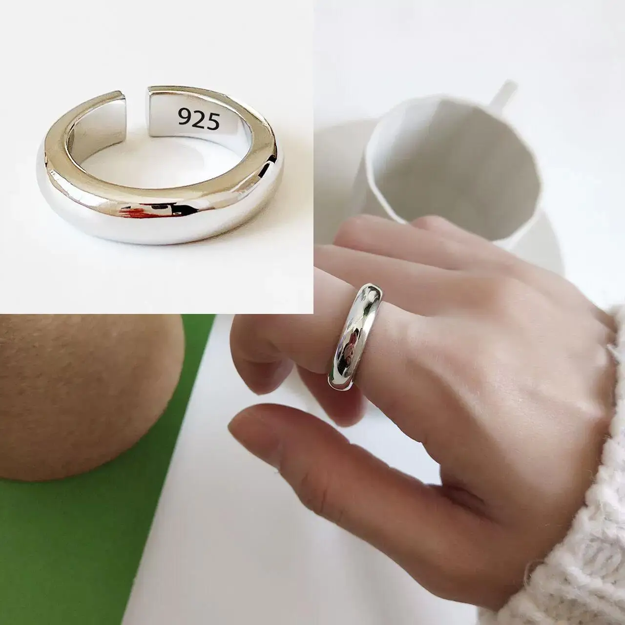 Women's 925 Sterling Silver Wide Vintage Ring