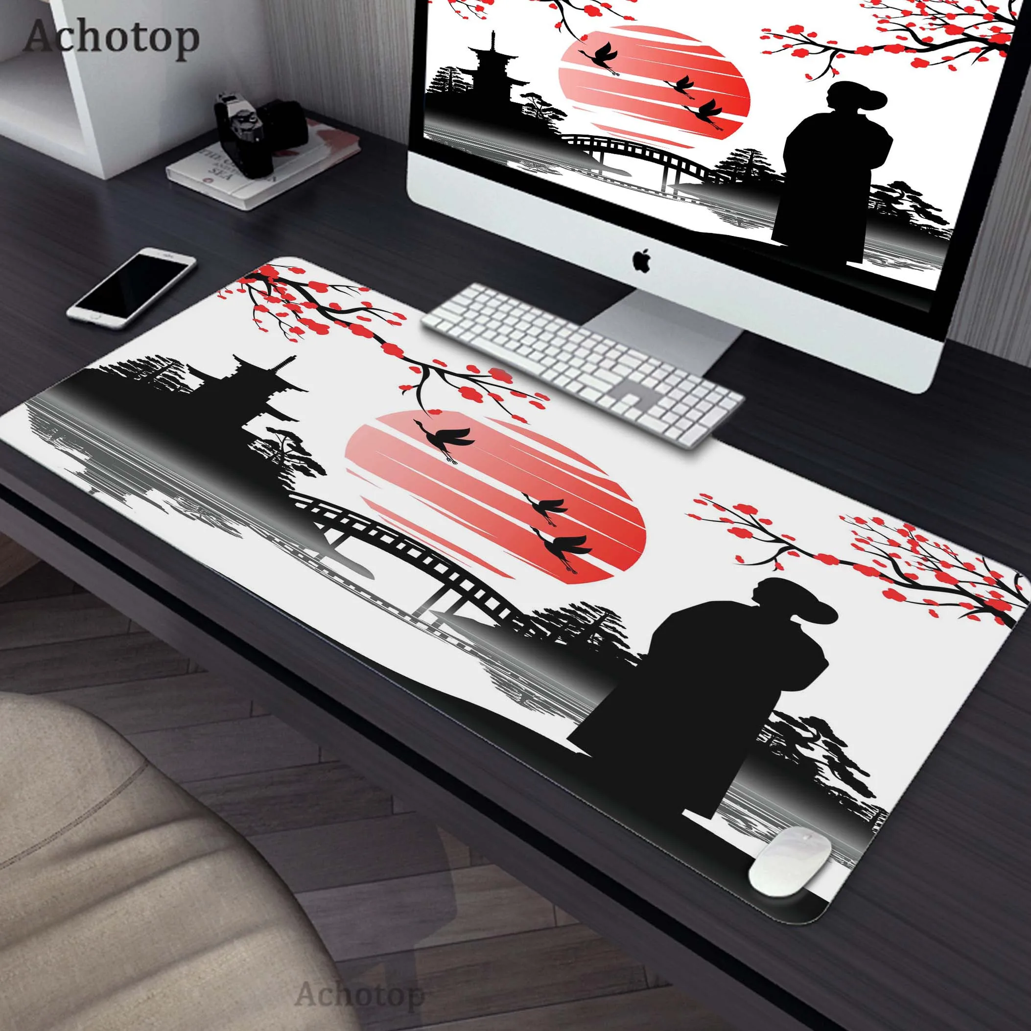 

Gaming Mouse Pad Large Mouse Mat Laptop Mouse Carpet Game Carpet Keyboard Pads Ink Painting Style Non-slip Gamer Desk Mat