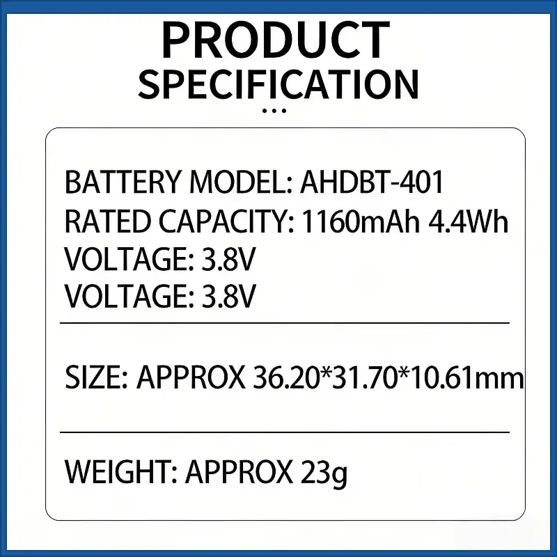 1160mAh 3.8V Hero 4 Hero4 AHDBT 401 Battery for Gopro Hero 4 Camera Batteries Go Pro Hero4 Bateria AHDBT401