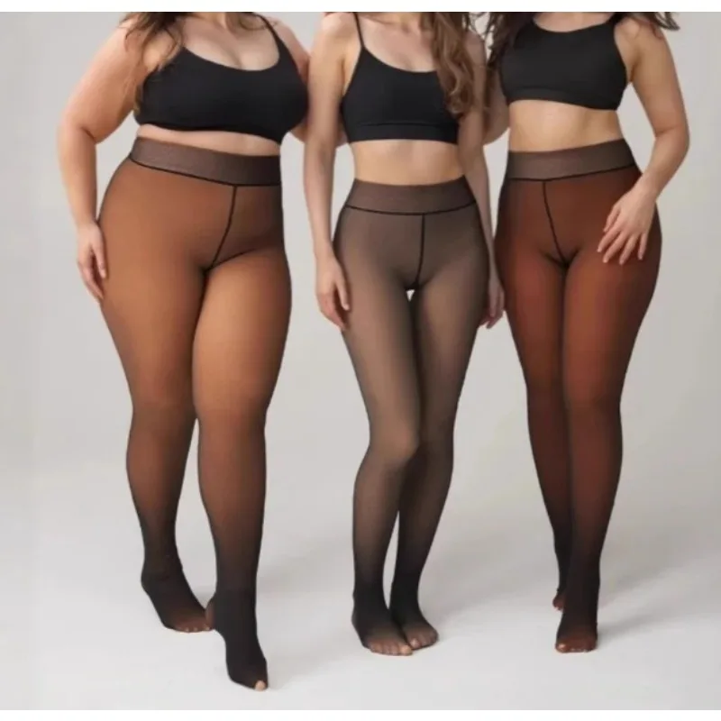 

Pantyhose Women Winter Translucent Fleece Warm Leggings Push Up Elasticity Thermal Stockings Woman Velvet Slim Thicken Tights