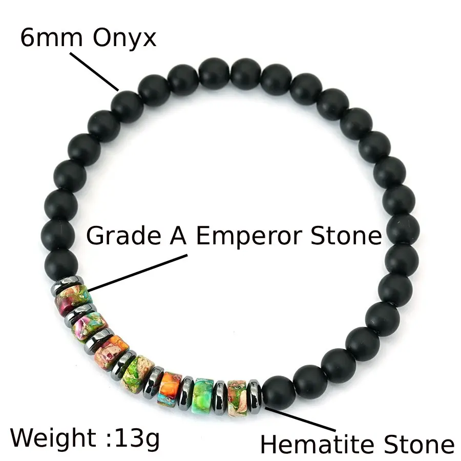 Noter Premium-Auswahl, Armband aus Kaiserstein, für Herren, 5 Farbvarianten, energetisch heilendes Perlenarmband, handgefertigter Schmuck, Geschenk für Ihn. – Detail 4
