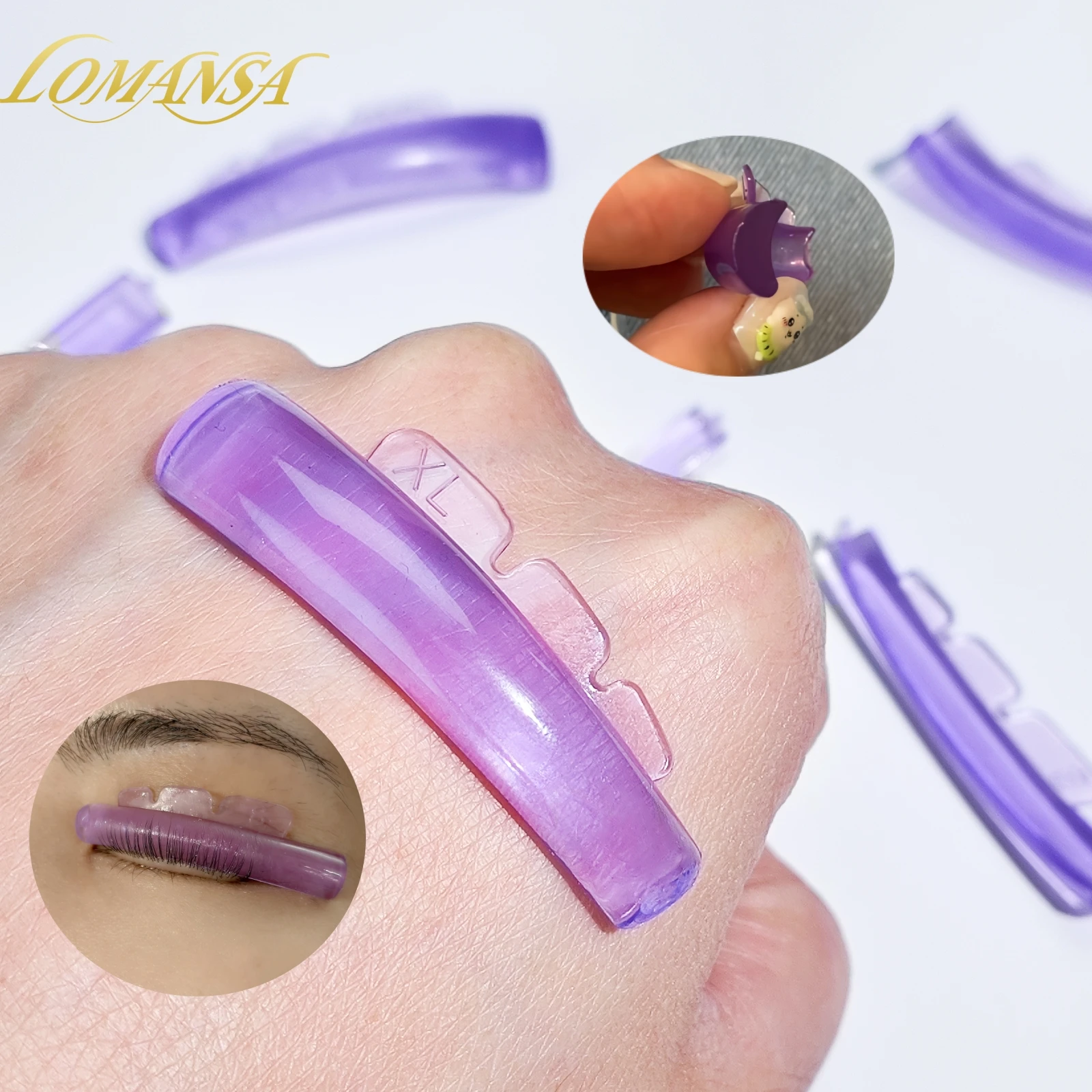 Lomansa 5 أزواج قابلة لإعادة الاستخدام سيليكون رمش بيرم منصات لزجة جلدة قضبان درع رفع ثلاثية الأبعاد رمش بكرة الشعر اكسسوارات ماكياج أداة #1
