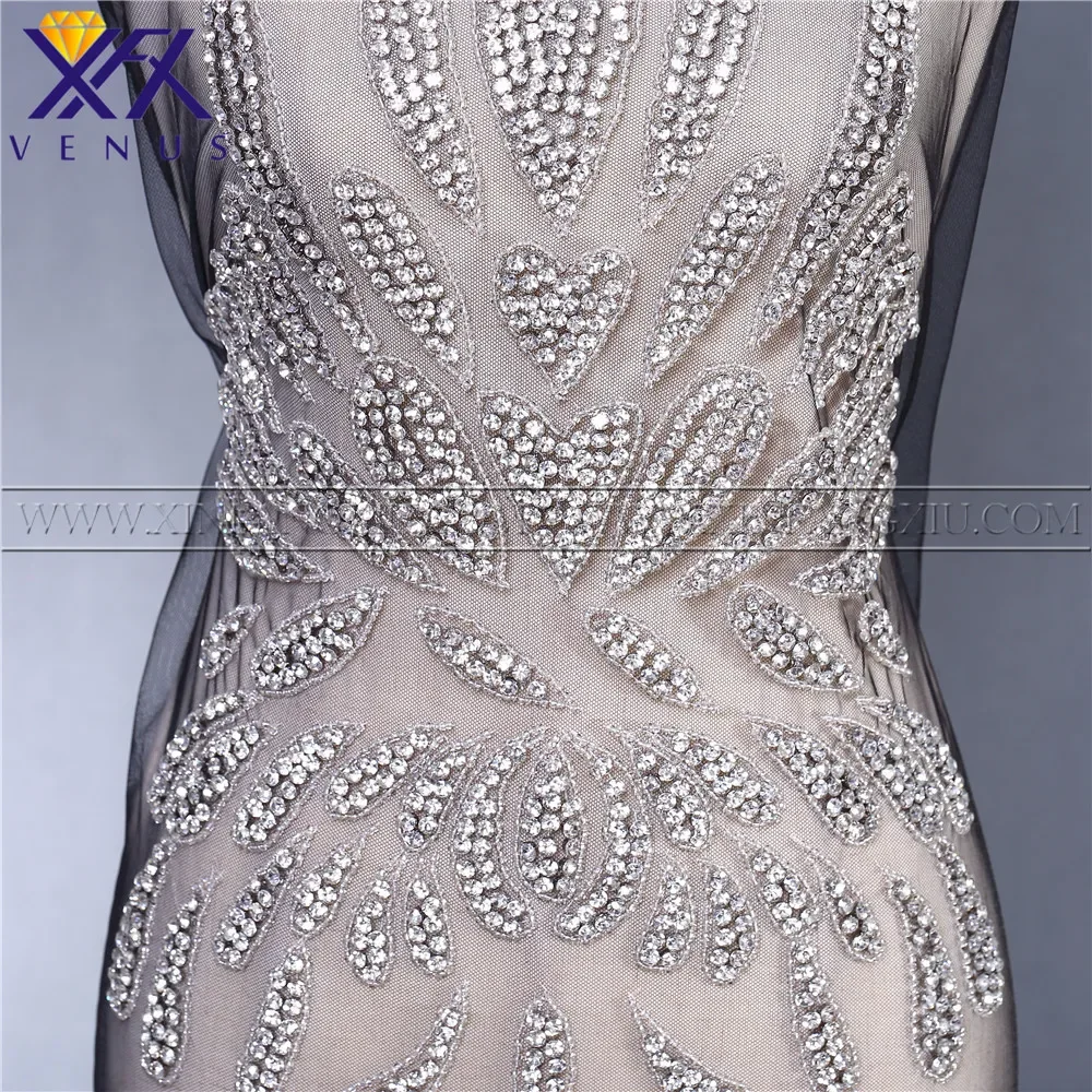 XFX VENUS 1 Set Front&back Dress Beads Applique Rhinestones Bodice Patches Embroidery  Beads Fabric Patch DIY Handcraft Apparel