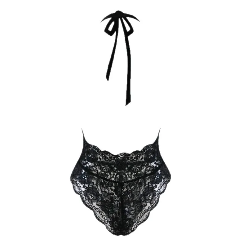 Sexy Women's Underwear Lace Hollow Bow Backless Bodysuit Teddy Babydoll Erotic Costume Exotic Porn Lingerie Set image 3