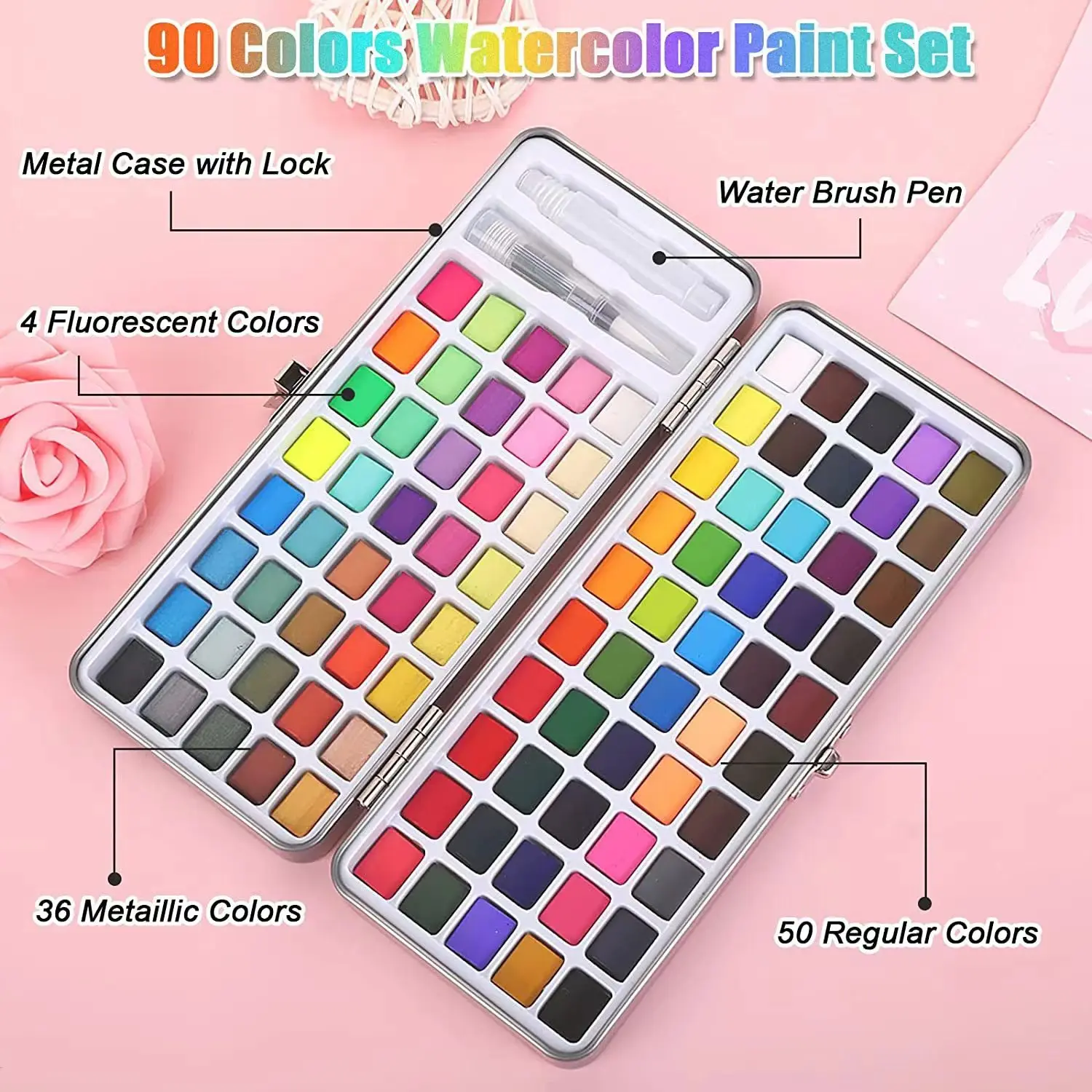 Zawód 100 Kolor Solid Pigment Akwarel Manicure Nail Draw DIY Zestaw malarstwa Akwarel Paint Decor Acuarela Nail Pigment