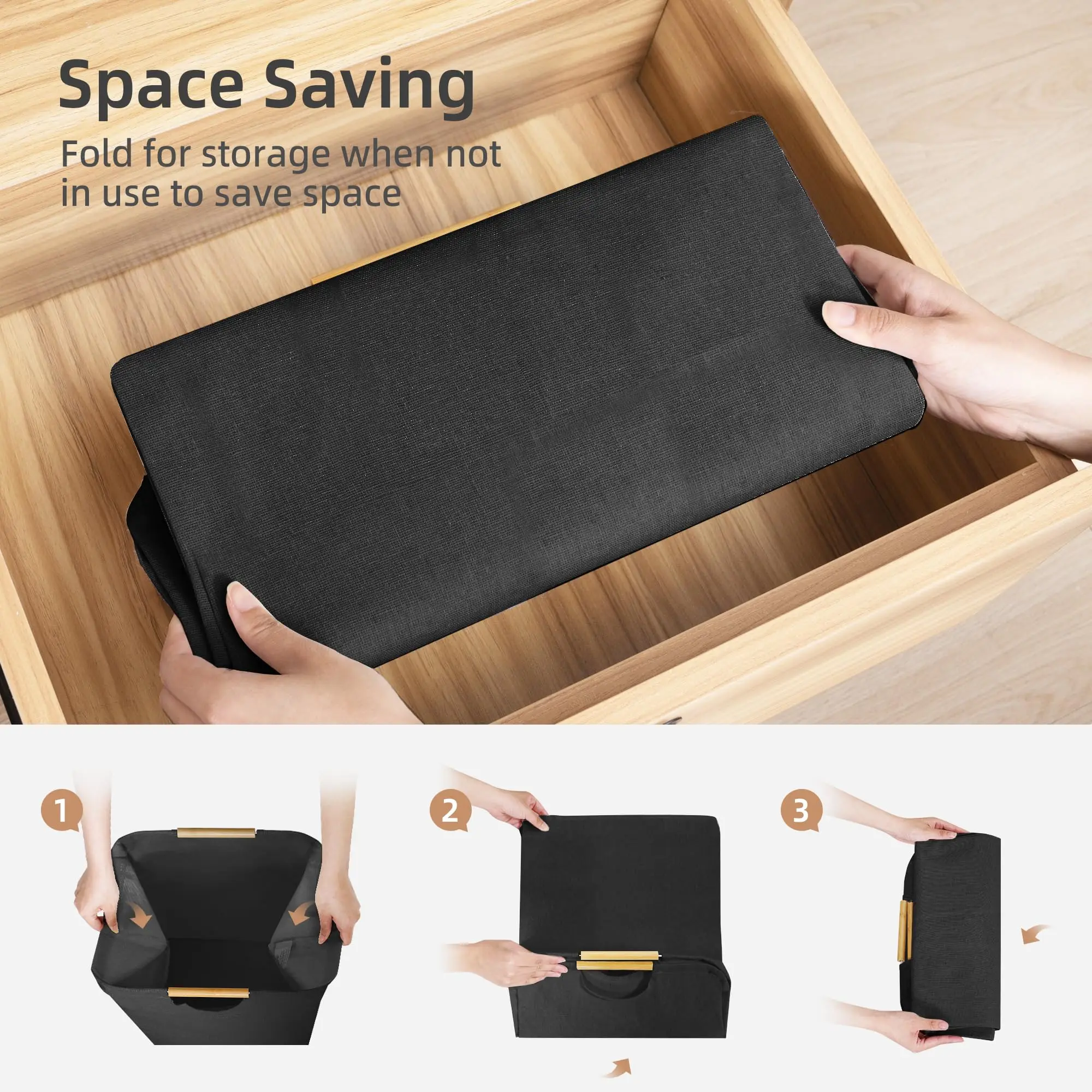 Large Capacity Laundry Basket Portable Dirty Clothes Storage Basket With Handle Black Durable Linen Foldable Laundry Basket