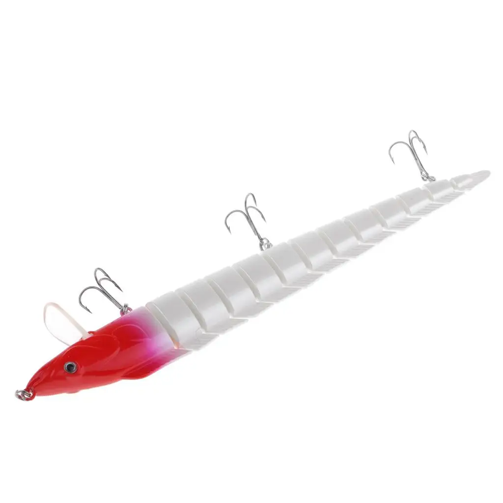 Señuelo de pez de cola de pelo de Anguila articulada de 13 secciones, fregadero lento duro, natación, 9 pulgadas, 46g
