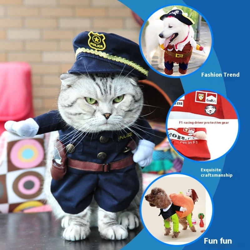 

New Pet Halloween Costume Small Dog Cos Pirate Doctor Four Seasons Hooded Golden Retriever Pet Cat Costume Christmas