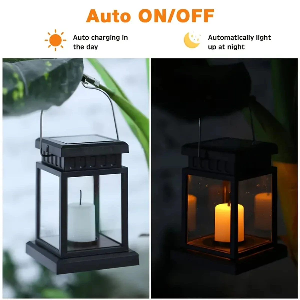 1pc Solar Candle Lantern Lights Waterproof Garden Outdoor Hanging Solar Light For Outdoor Patio Yard Lawn Backyard Front Decor