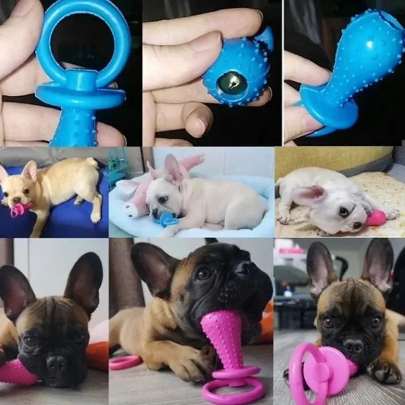 Durable Rubber Dog Chew Toy Teeth Cleaning Interactive Pet Toothbrush Bone Ball Toy for Small Medium Dogs Puppy Teething Relief