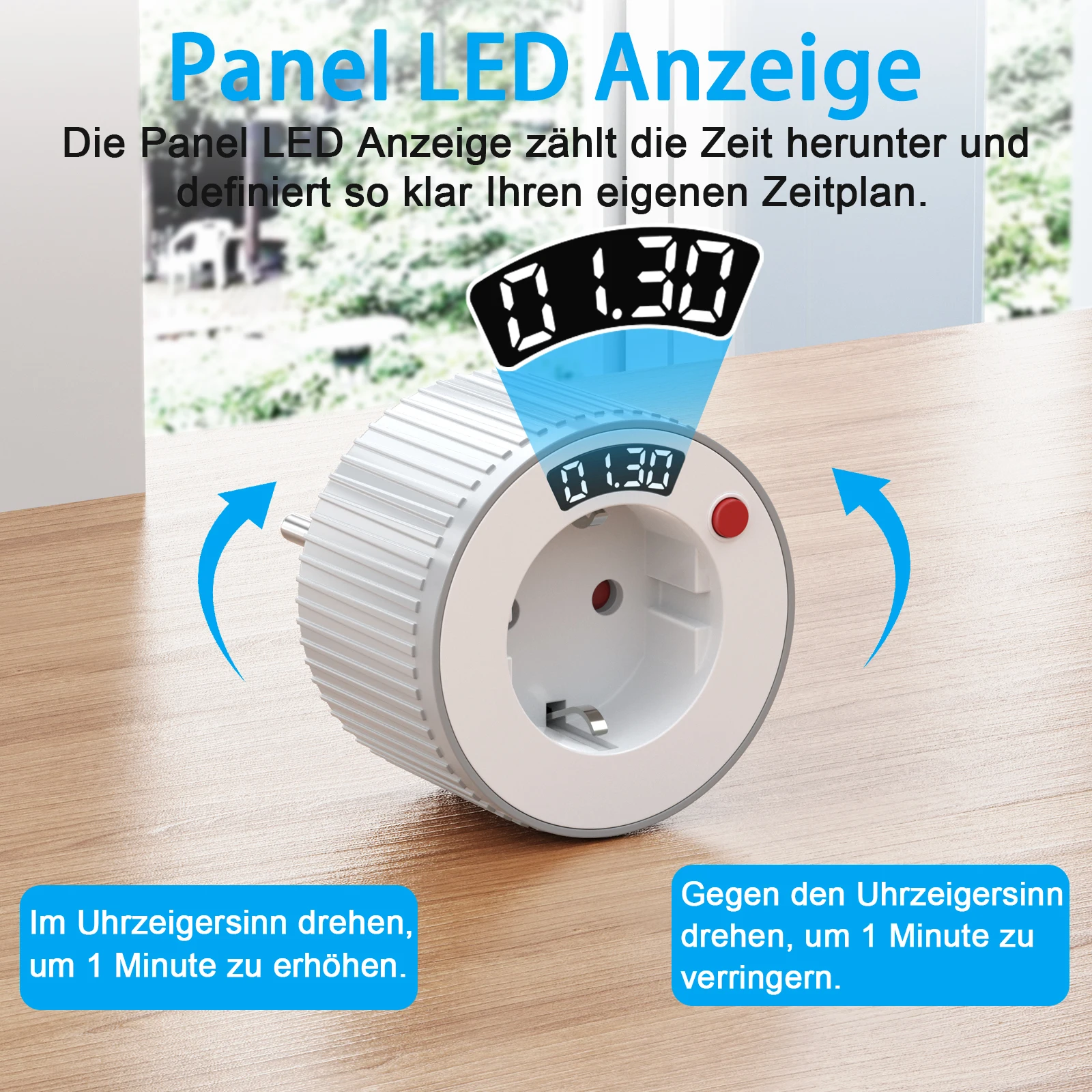 

Таймер на 24 часа, европейский стандарт, розеточный таймер 3680 Вт, с поворотной регулировкой времени, LED-дисплей, таймер-выключатель для бытовой техники