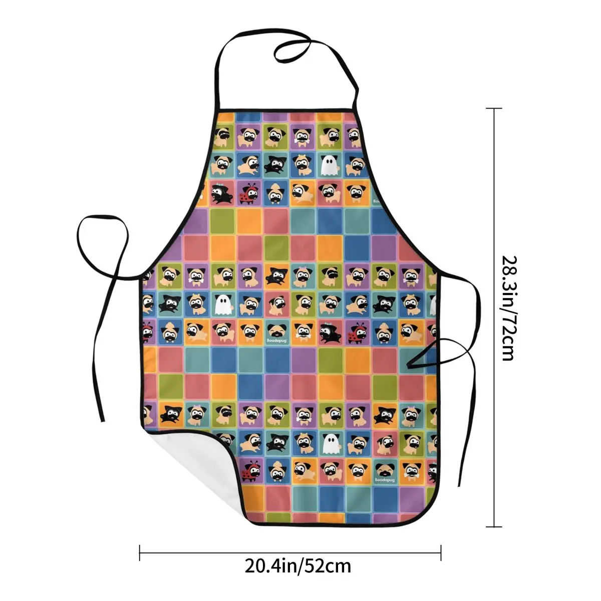 Pug Dog Tugg Color Block Designs Aprons Chef Cooking Tablier Waterproof Bib Kitchen Cleaning Pinafore for Women Men Painting