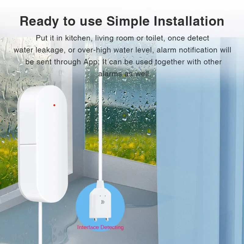 Tuya WiFi Water Leakage Sensor Smart Home Water Leakage Detector Flood Alert Overflow Security Protection Via Smart Life