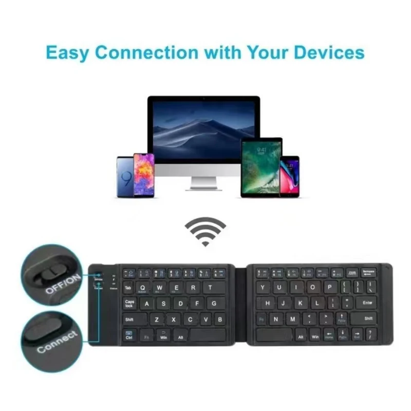 Teclado inalámbrico Portátil con Bluetooth, miniteclado plegable ultrafino con panel táctil, tableta para teléfono móvil Samsung y Huawei