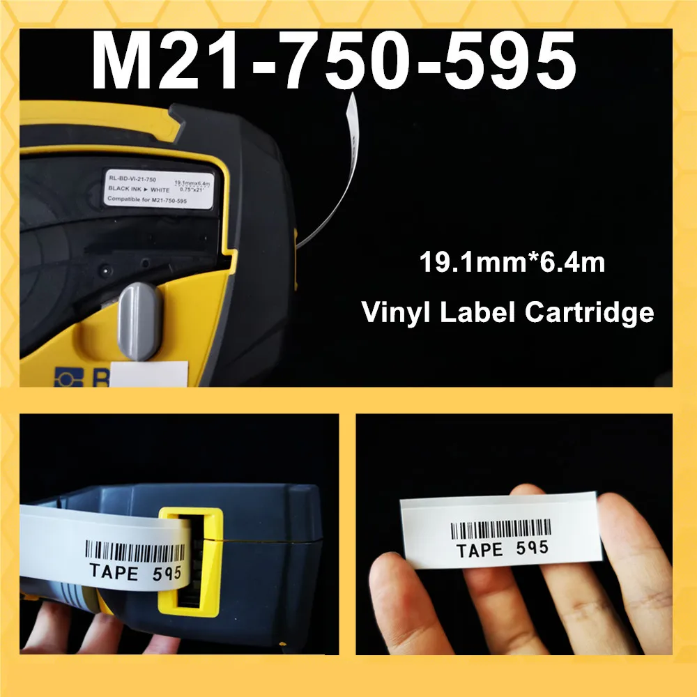 5 ~ 10pk Nieuwe Versie Chip Label Cartridge M21-750-595-WT Lint Tags Voor Alle Weersomstandigheden Voor Brady M210 , M211,M210-LAB Label Printer