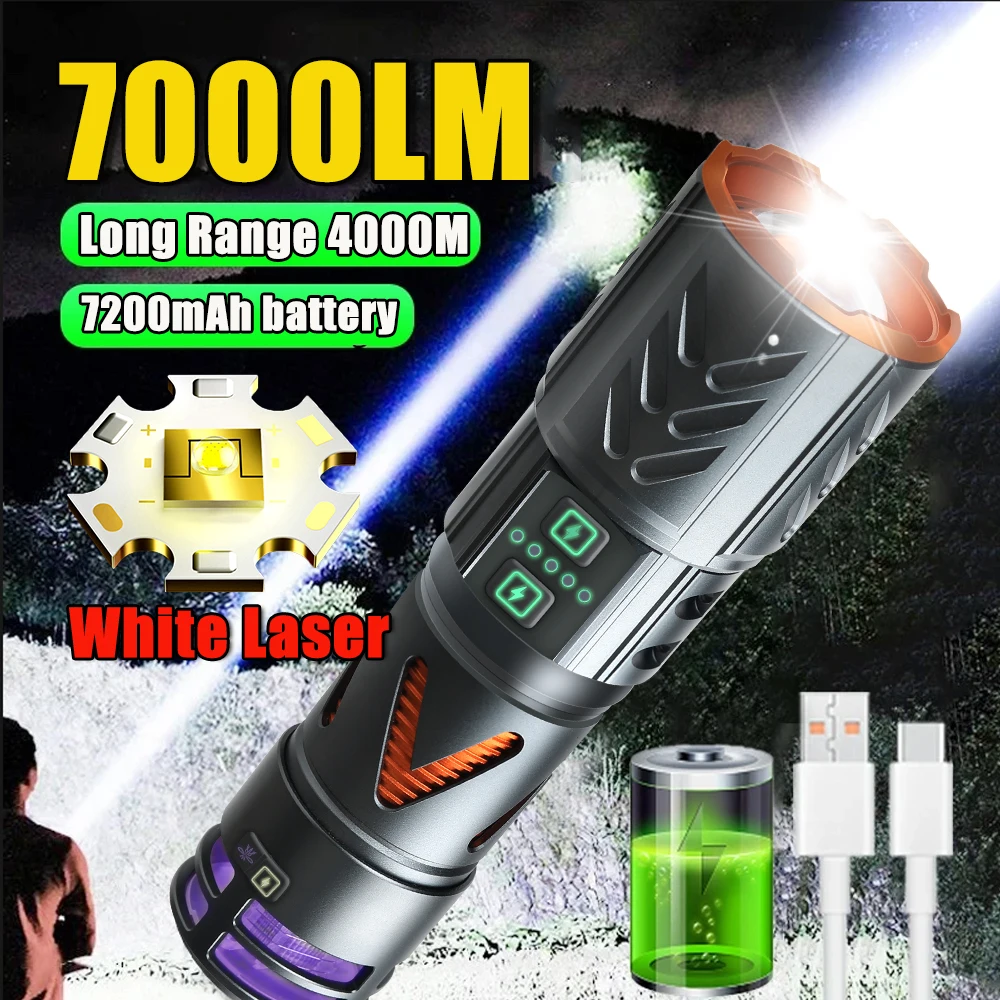 

7000LUM High Powerful LED Flashlight With Mosquito Killer Tail Lamp Outdoor Zoom Tactical Torch USB Rechargeable Camping Lantern