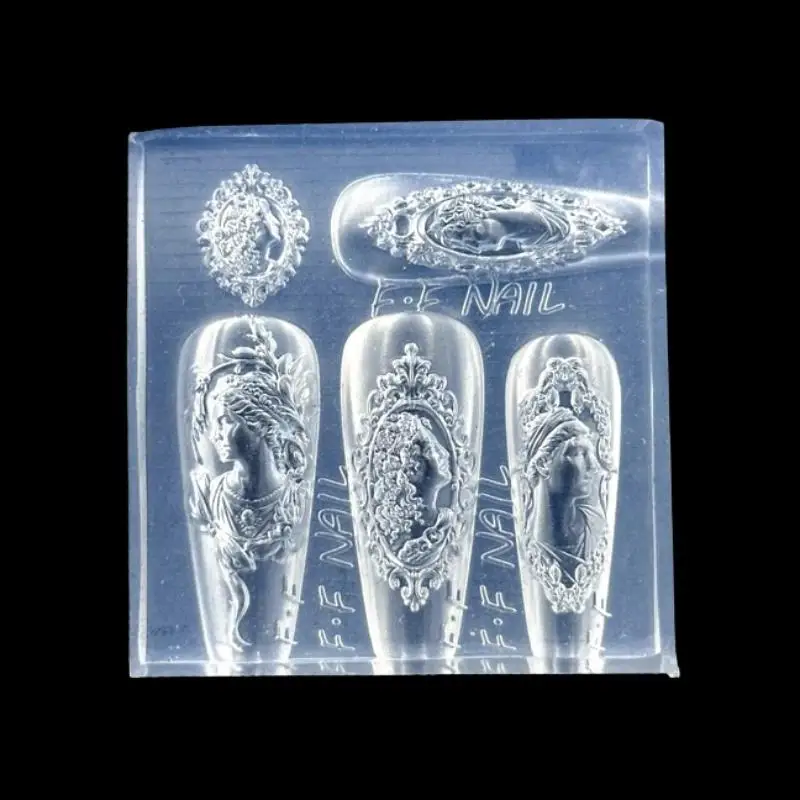 * * European Style  Photo Frame 3D Silicone Nail Mold DIY Bow Design Transparent Manicure Template Nail Art Decoration Tool
