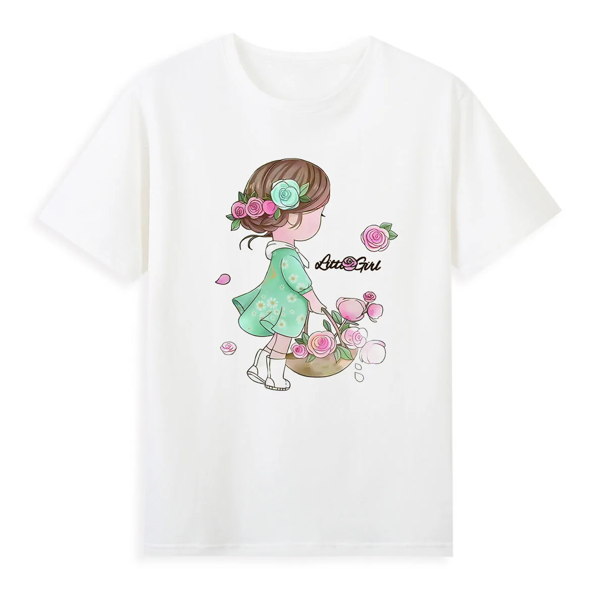 Flower Girl T-shirt Original Brand Shirt Women Short Sleeve Summer Clothing Hot Sale Top Tees A049