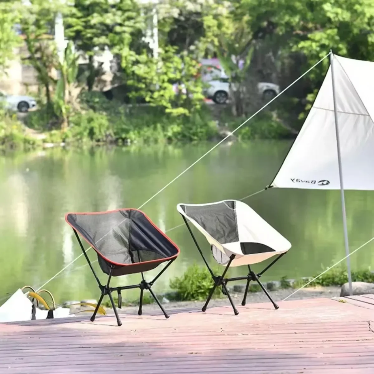 Outdoor Folding Chair Camping Portable Fishing Leisure Beach Seat Home BBQ Moon Chairs for Garden Picnic Beach Camping Tools