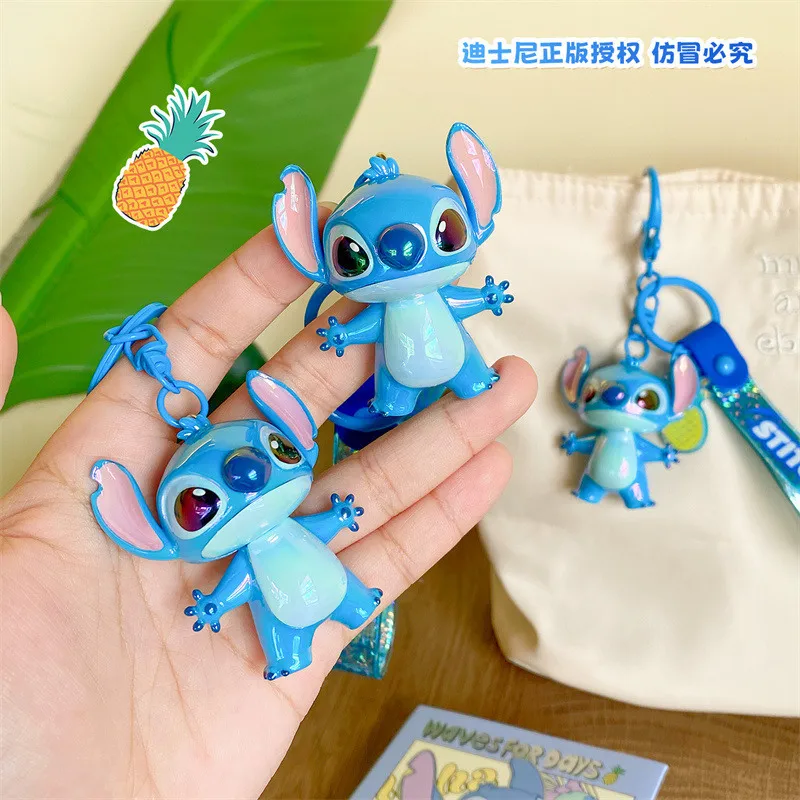 

Kawaii Miniso Stitch мультфильм красочная лазерная сумка кулон кукла игрушка брелок маленькая кукла рюкзак орнамент подарки для мальчиков и девочек