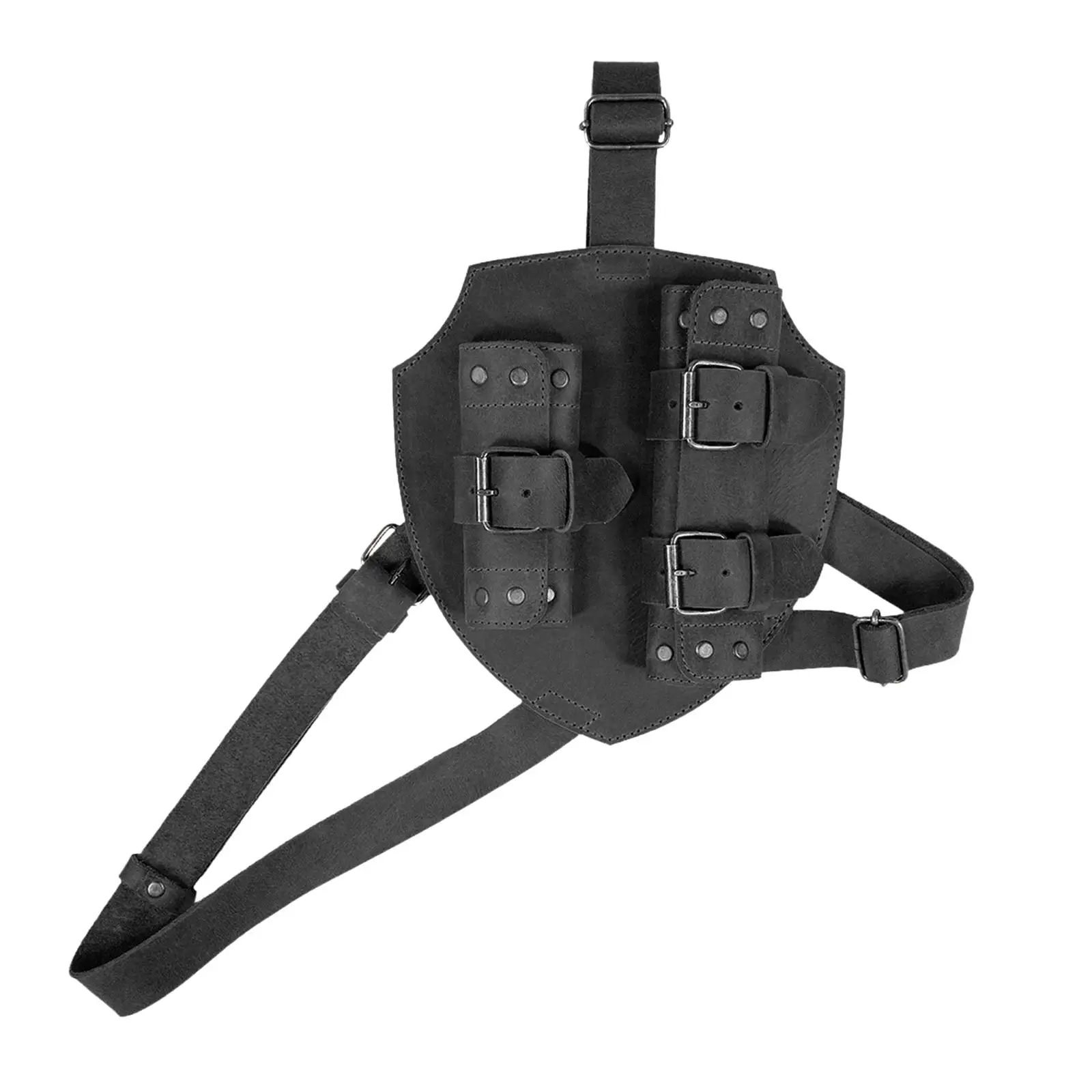 Leather Back Sword Shoulder Frog Adjustable Medieval Double Sword Holder for Knight Armor Cosplay Accessory