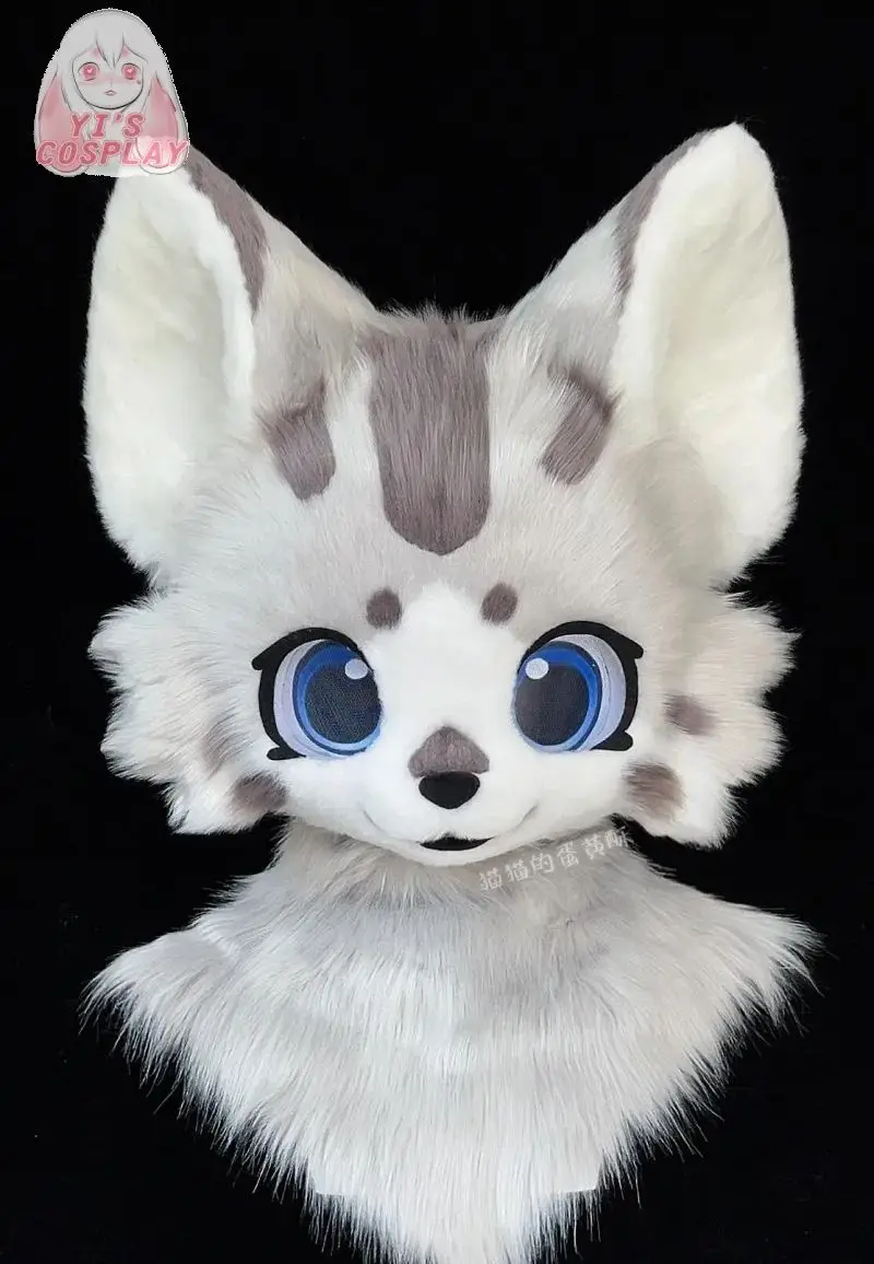 سماعات كيمونو Fursuit Head Yis كوسبلاي مصنوعة يدويًا مخصصة برأس فروي Kigurumi Head Cosplay Beast مخصصة Fursuit Kemono Head