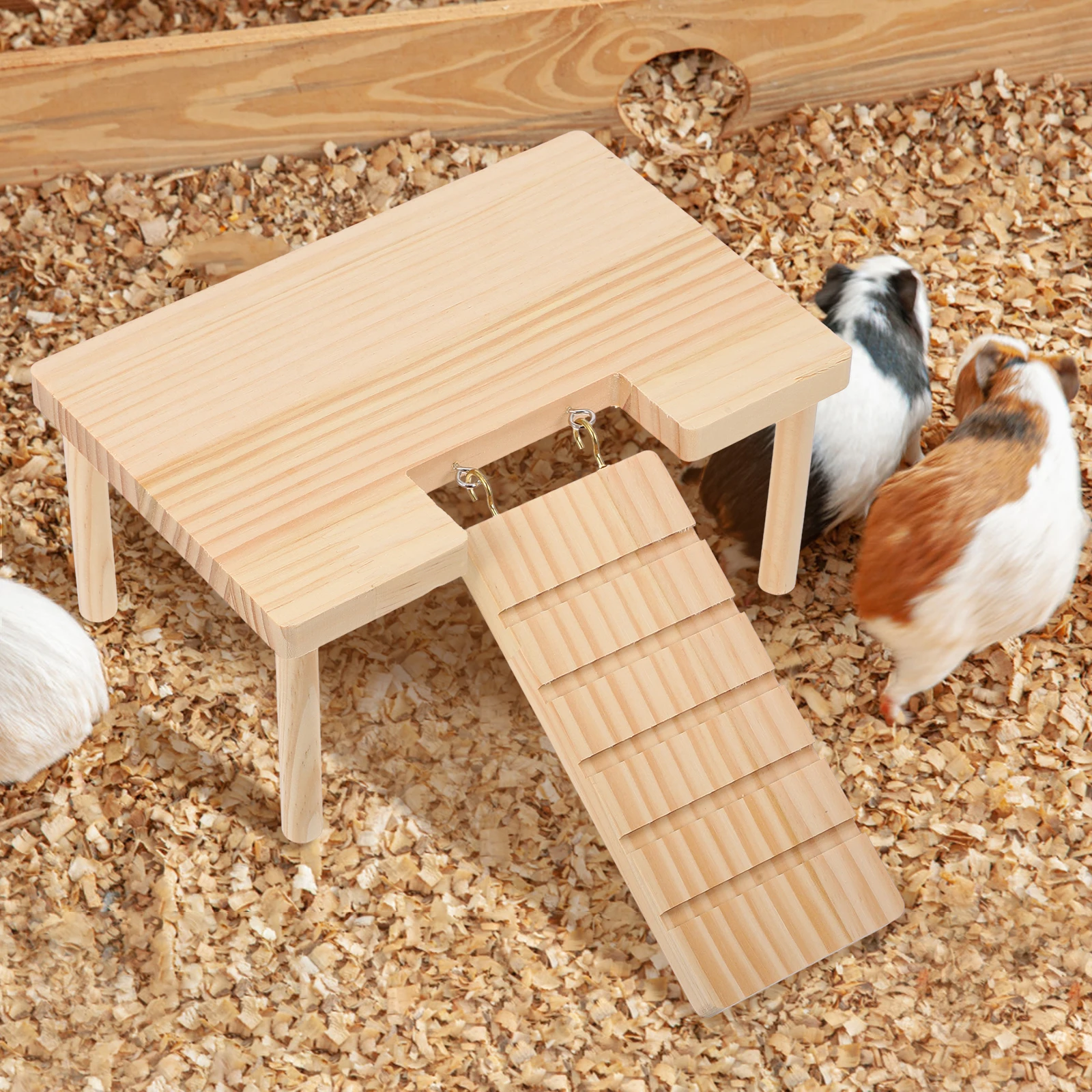 منصة سلم الحيوانات الصغيرة طاولة الحيوانات الأليفة خشبية تسلق الهامستر الطفل قفص خنزير غينيا منصات الملحقات الخشب