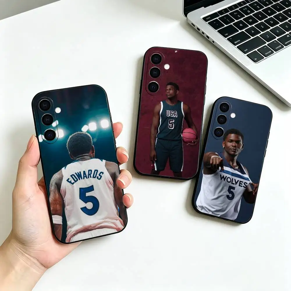 Basketball Star A-Anthony E-Edwards Phone Case For Samsung Galaxy A73, A72,A70,A53,A52,A51,Soft Silicone Black Cover