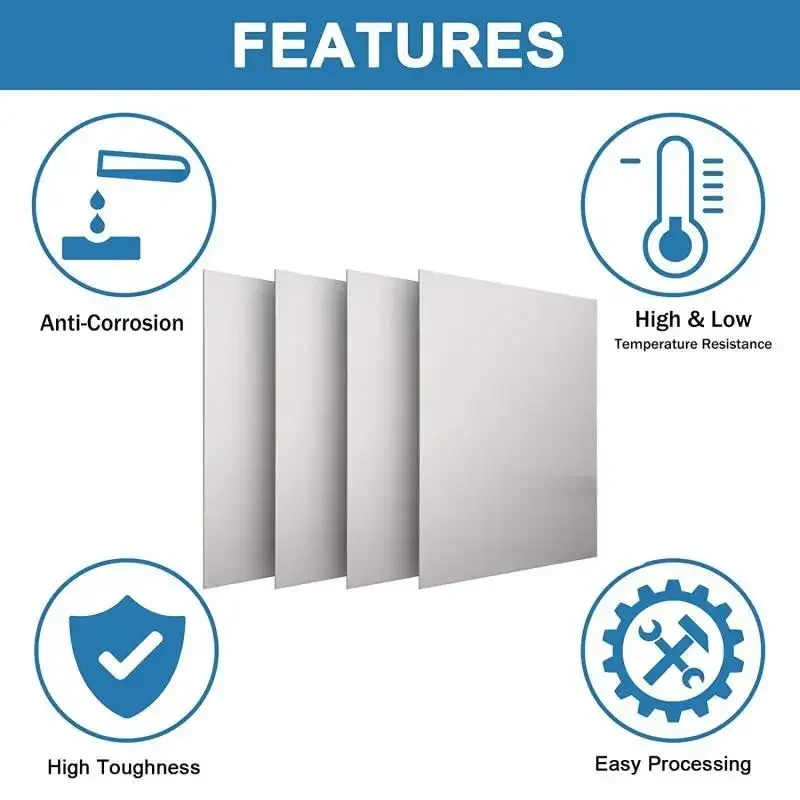 1-5 قطعة سمك 0.1/0.2/0.5/0.8-/3 مللي متر 304 الفولاذ المقاوم للصدأ مربع ورقة لوحة 100x100 مللي متر 150x150 مللي متر 200x200 مللي متر لوحة معدنية مصقولة