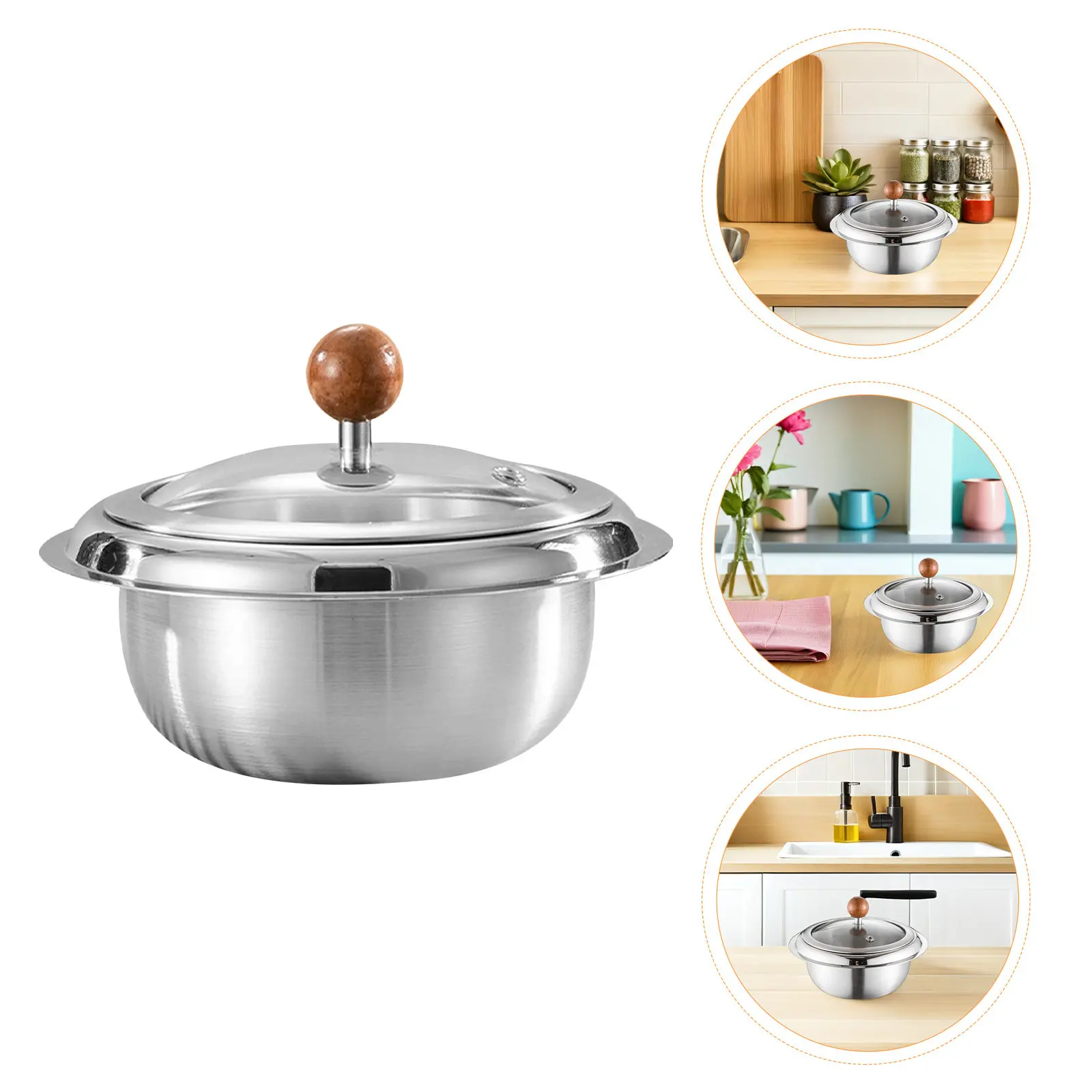 Olla coreana Ttukbaegi de acero inoxidable con tapa para cocinar arroz, huevos, crema de huevo, ramen, bibimbap, pho, fideos fríos y hot pot.