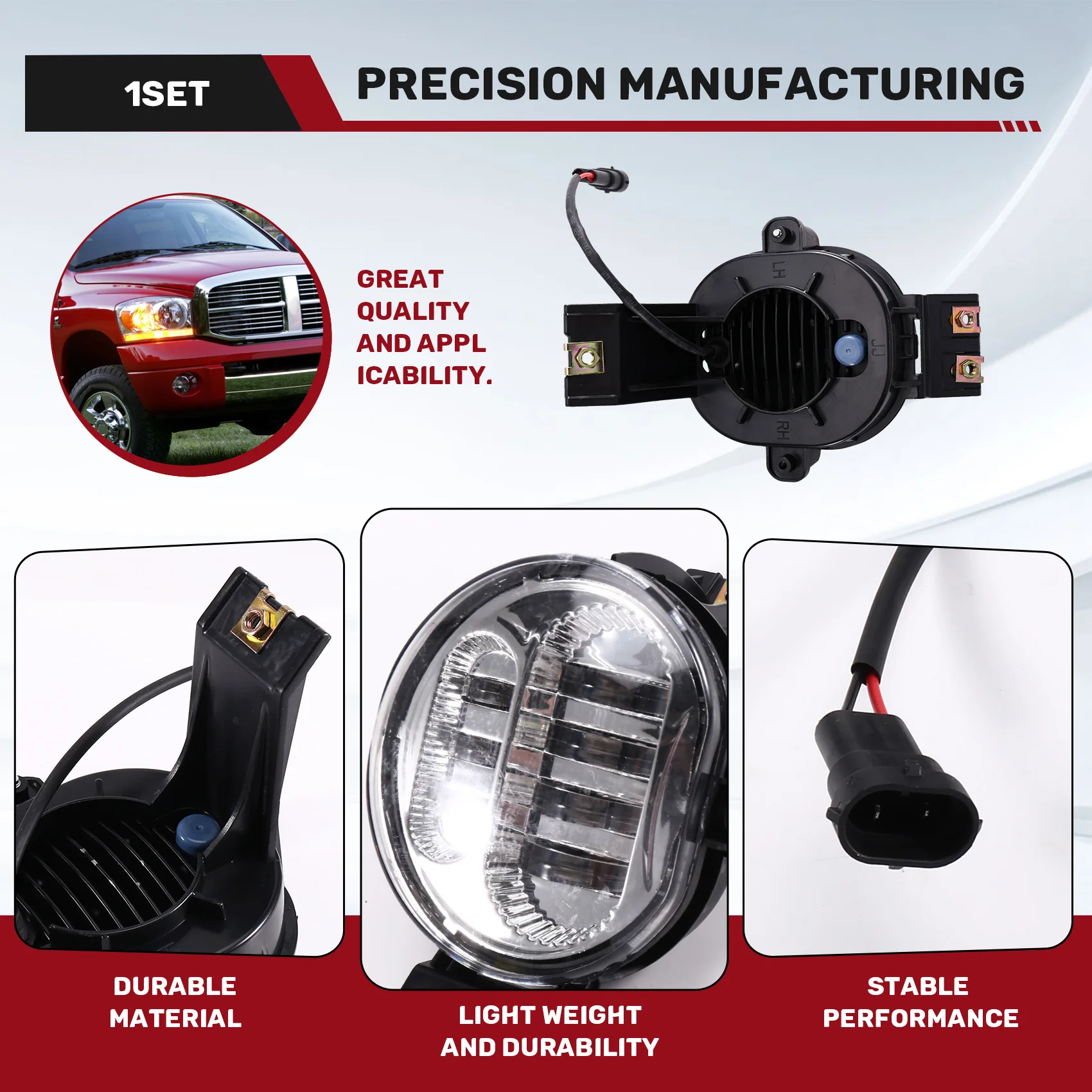 DT42-1Set Front Fog Lights 55077475AC For Dodge Ram 02-08 Grand