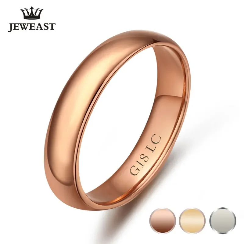 Wedding Rings 18K Rose Gold Ring Au750 Solid Gold Engagement For Lovers Classic Simple Romantic Woman Girl Man Ring