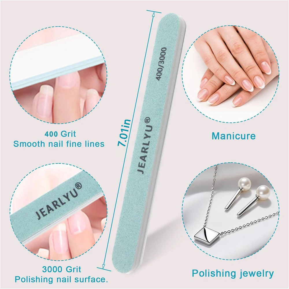 Nail Files and Buffers 15pcs Nail Kit with 2-Way Sanding Block 4-Way Buffing Block 100/180 Files Cuticle Nippers Cuticle Pushers