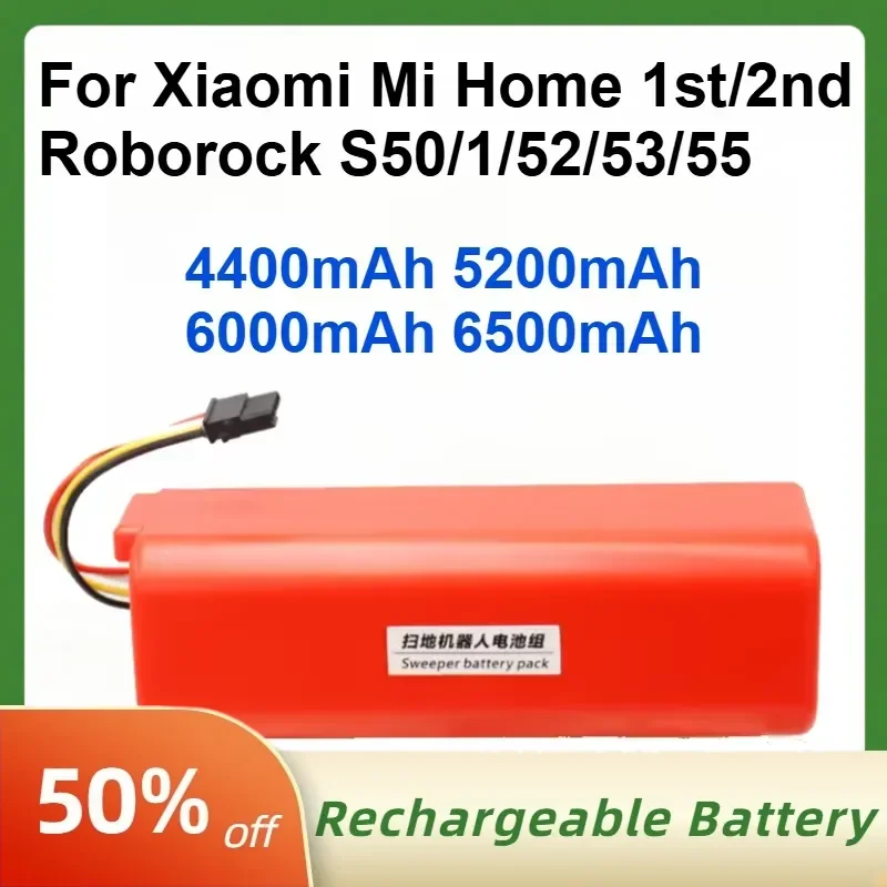 Replacement Sweeping Robot Batteries for Xiaomi Mijia 1st/2nd Roborock S50/1/52/53/55 Large Capacity Rechargeable Batteries