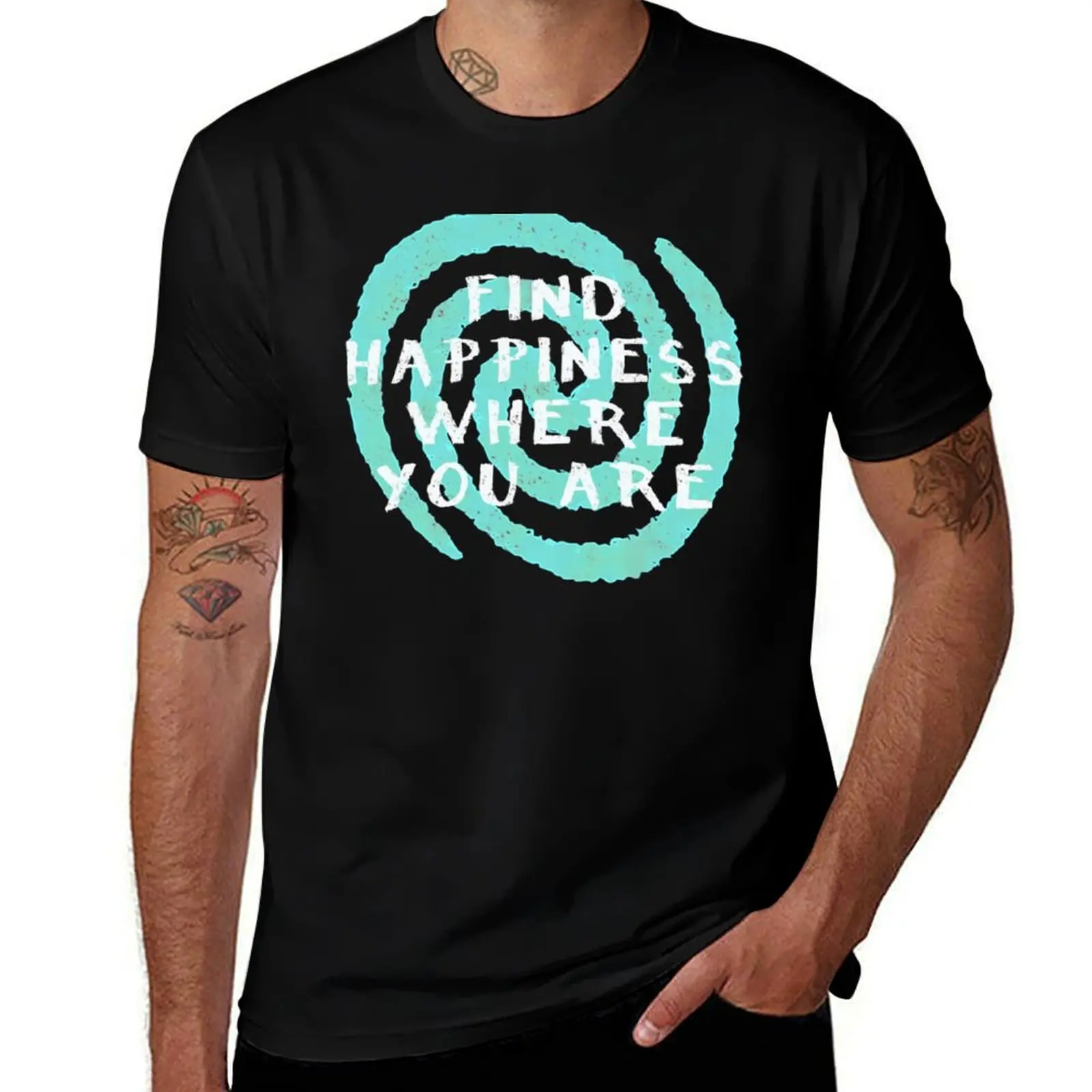 Find Happiness Where You Are T-Shirt Plus Size Gym Sports T-Shirt