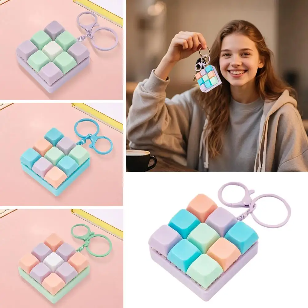Fidget Key Toy DIY Button Keycap Anti Stress Toy Focus Concentration Aid Keyboard Keychain For Car Backpack