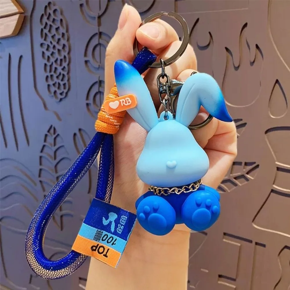 سلسلة مفاتيح أرنب متدرجة عصرية للنساء من عام الأرنب، قلادة حقيبة ظهر رائعة لطيفة، حلية حلقة مفاتيح السيارة