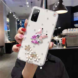 Butterflies Crystal Rhinestone Case For Xiaomi Mi 15 14 13 Ultra 12 11 Pro 10 10T 9T Pro Note10 Poco C65 X3 NFC M3